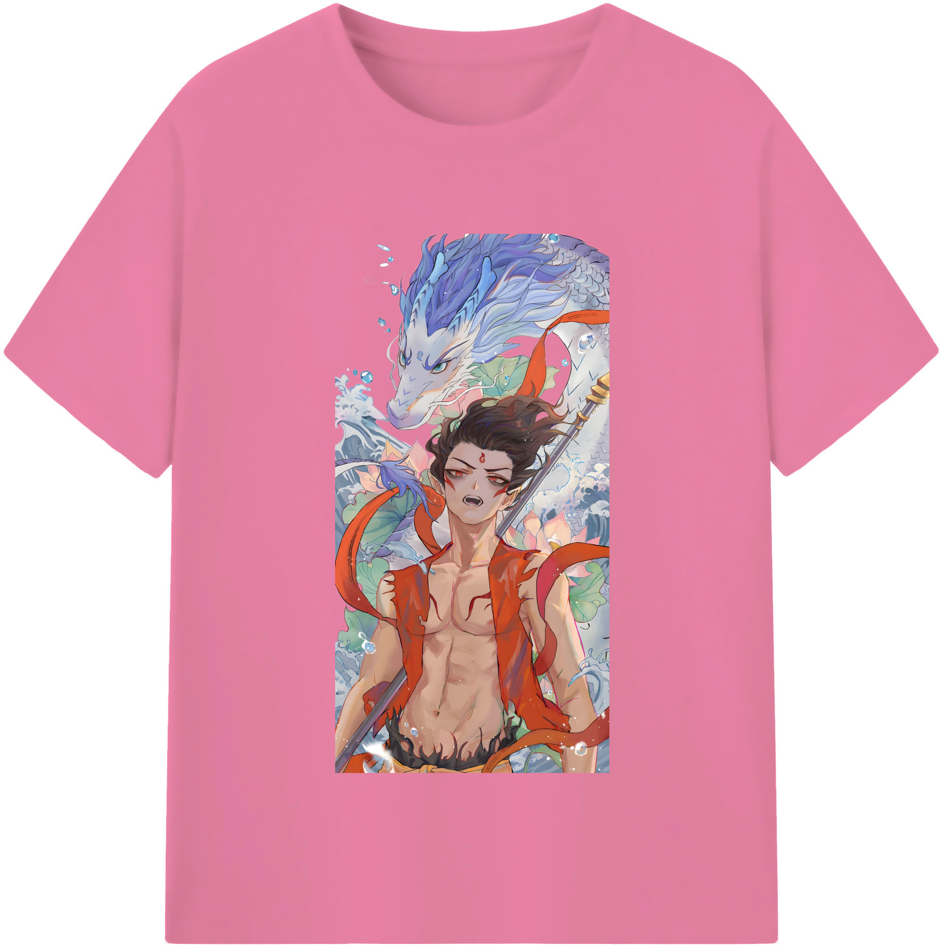（画像用） Ne Zha 2 ナタ 魔童の大暴れ 綿100％半袖Tシャツ（フロントプリント）